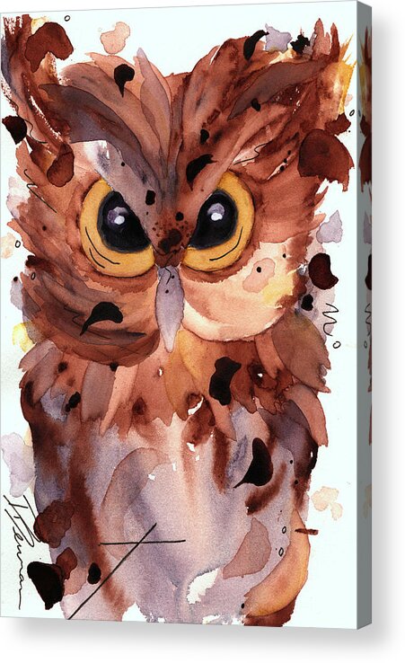 Owl Acrylic Print featuring the painting Screech Owl by Dawn Derman