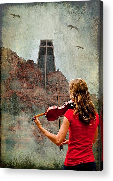 Violin Acrylic Print featuring the photograph Sedona Strings by Dale Stillman