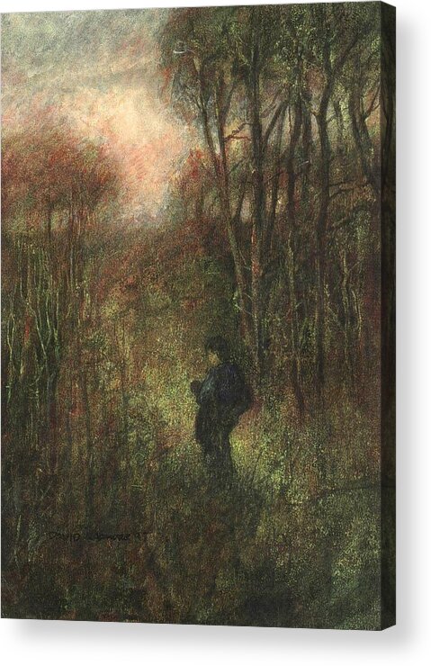 Traveler Acrylic Print featuring the painting Self Portrait with Landscape by David Ladmore