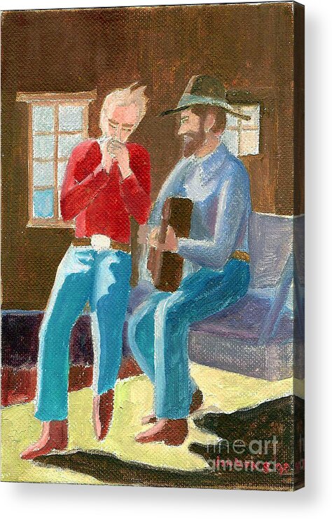 Cowboys Acrylic Print featuring the painting Serenade by Fred Jinkins