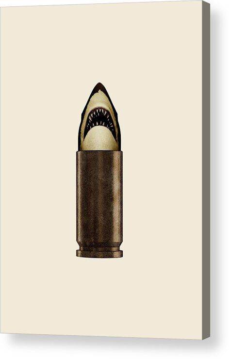 Bullet Acrylic Print featuring the digital art Shell Shark by Nicholas Ely