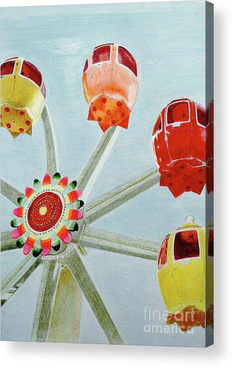Pencil Acrylic Print featuring the drawing Sherbert Ferris Wheel by Glenda Zuckerman