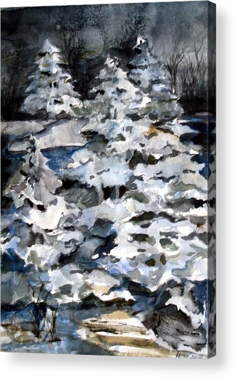Snow Acrylic Print featuring the painting Silent Night by Mindy Newman