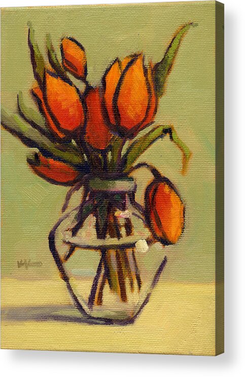 Orange Acrylic Print featuring the painting Simple Elegance by Konnie Kim