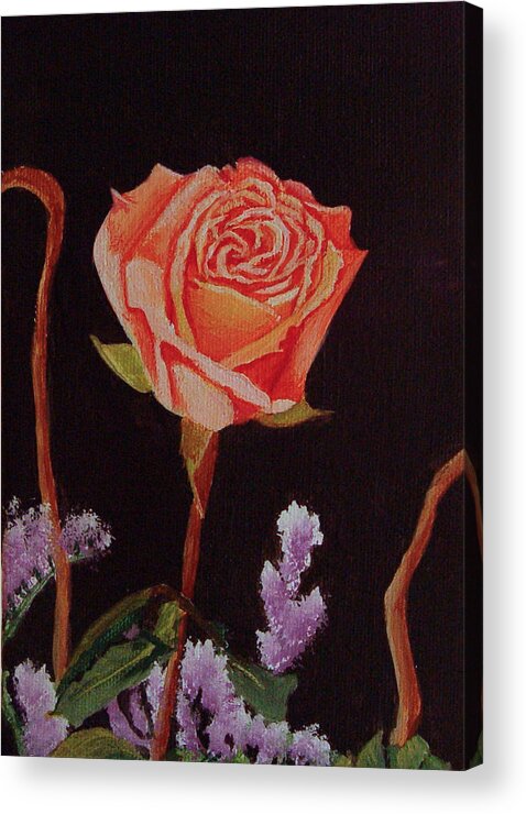 Rose Acrylic Print featuring the painting Single Rose by Quwatha Valentine