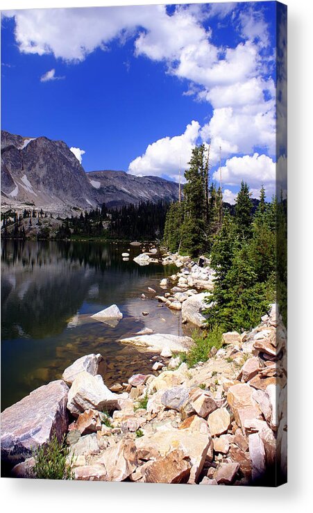Snowy Mountains Acrylic Print featuring the photograph Snowy Mountain Lake by Marty Koch