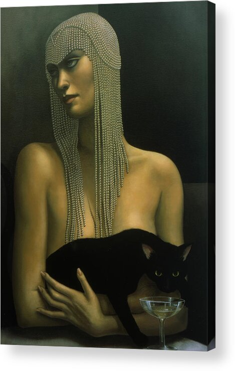 Cat Acrylic Print featuring the painting Solitare by Jane Whiting Chrzanoska