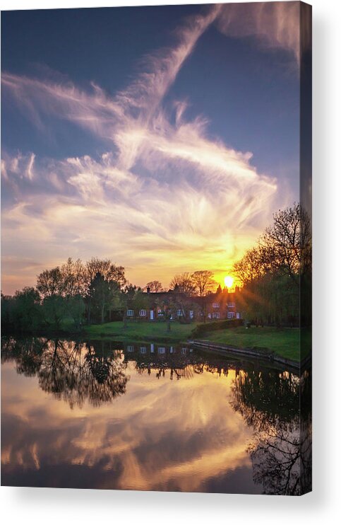 Berkshire Acrylic Print featuring the photograph Sonning Sunset Reflections by Framing Places