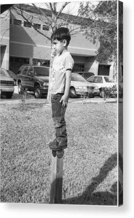 Black And White Print Acrylic Print featuring the photograph Standing on a beam. by WaLdEmAr BoRrErO
