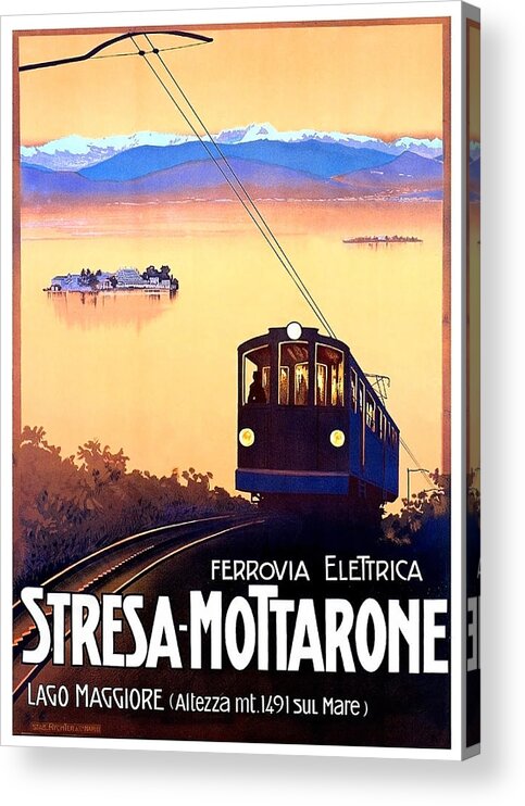 Stresa Acrylic Print featuring the painting Stresa - Mottarone, cable car, Italy by Long Shot