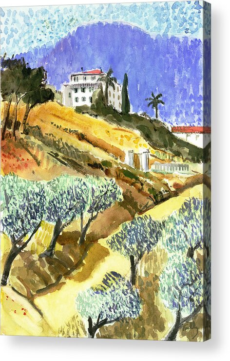 Landscape Acrylic Print featuring the painting Summer Villa by Thomas Tribby