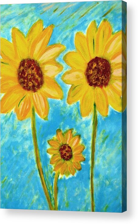 Sunflowers Acrylic Print featuring the painting Sunflowers by John Scates
