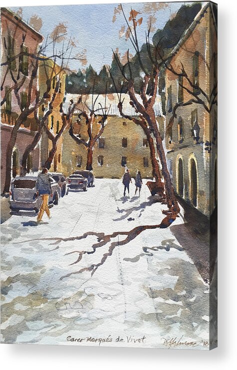 Late Winter Acrylic Print featuring the painting Sunny Street, Valledemossa by David Gilmore