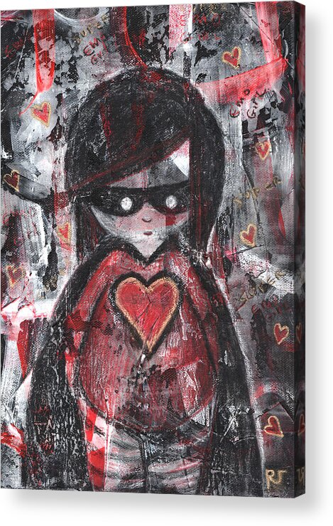Emo Acrylic Print featuring the mixed media Super Emo Girl by Roseanne Jones