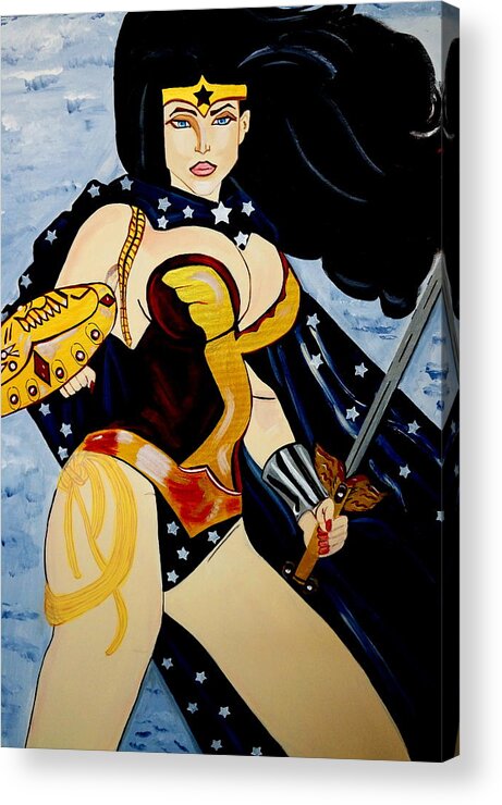 Wonder Women Acrylic Print featuring the painting Wonder Women by Nora Shepley