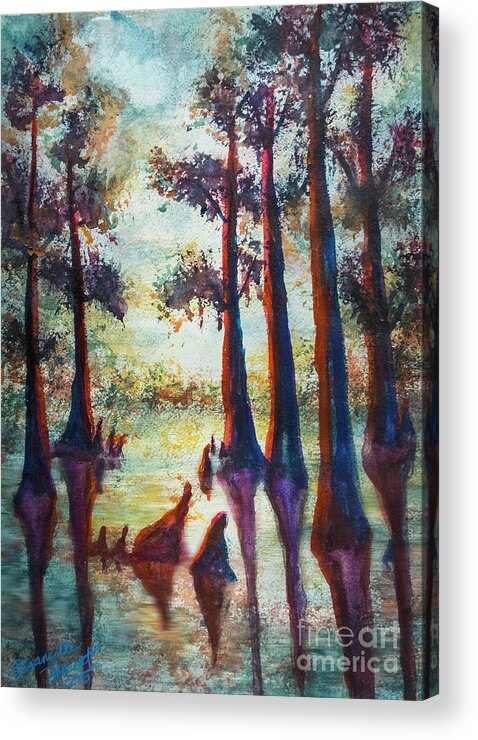 Landscape Acrylic Print featuring the painting SwampLight by Francelle Theriot