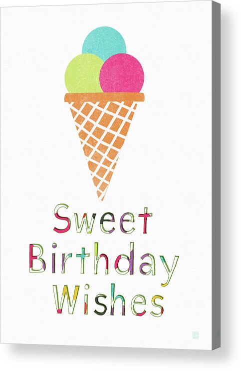 Ice Cream Acrylic Print featuring the digital art Sweet Birthday Wishes- Art by Linda Woods by Linda Woods