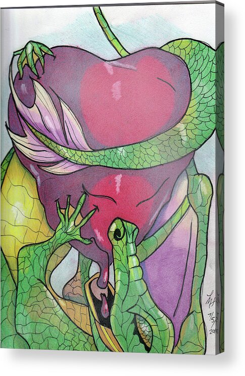Dragon Acrylic Print featuring the drawing Sweetheart by Loretta Nash