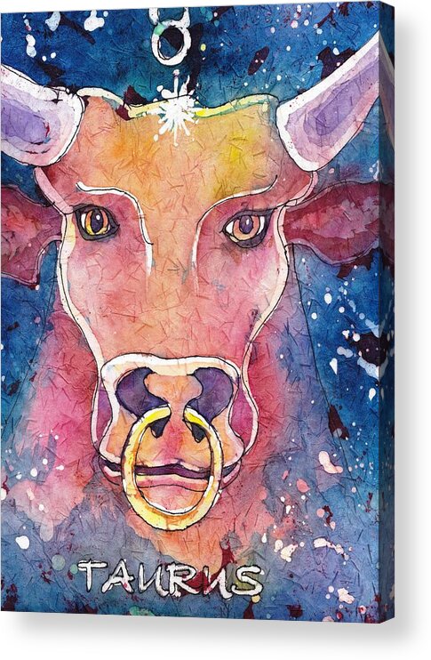 Zodiac Acrylic Print featuring the painting Taurus by Ruth Kamenev