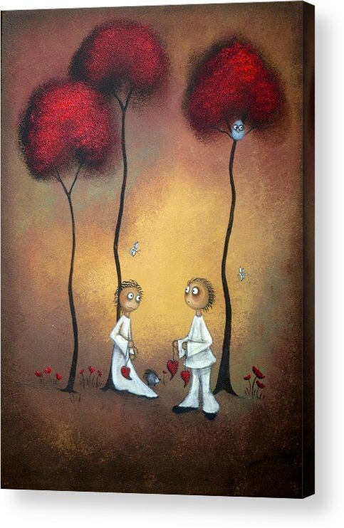 Whimsical Acrylic Print featuring the painting That's What Friends Are For by Charlene Zatloukal