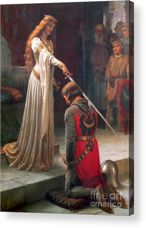 Edmund Blair Leighton Acrylic Print featuring the painting The Accolade by MotionAge Designs