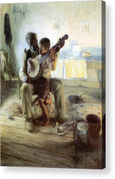 Black Art For Sale Acrylic Print featuring the painting The Banjo Lesson by Henry Ossawa Tanner