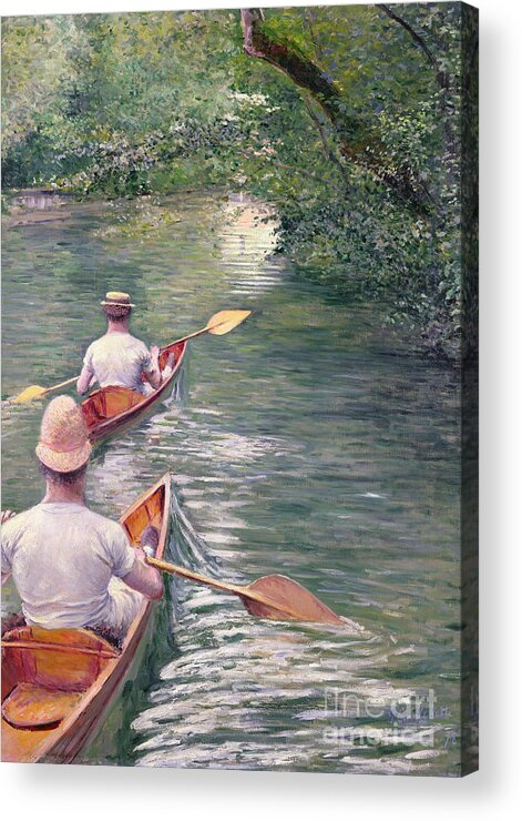 Rowing Acrylic Print featuring the painting The Canoes by Gustave Caillebotte
