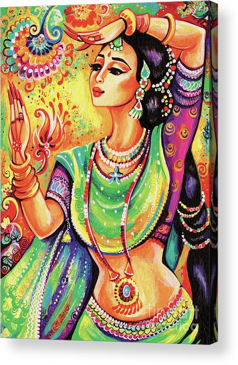 Indian Dancer Acrylic Print featuring the painting The Dance of Tara by Eva Campbell