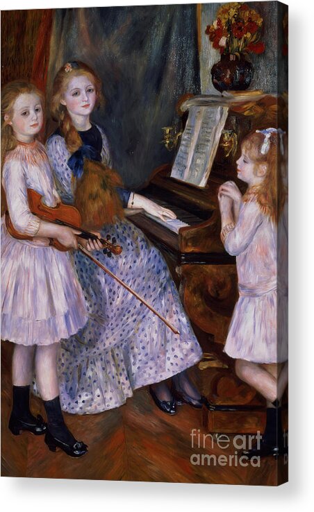 Renoir Acrylic Print featuring the painting The Daughters of Catulle Mendes at the piano, 1888 by Pierre Auguste Renoir