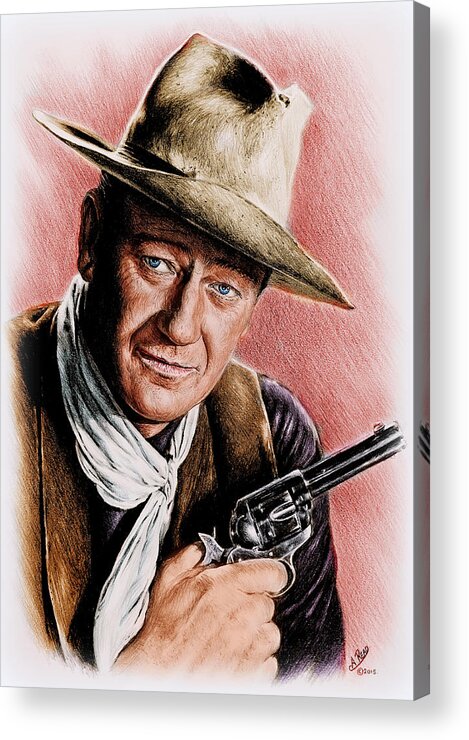 John Wayne Acrylic Print featuring the painting The Duke colour edit by Andrew Read