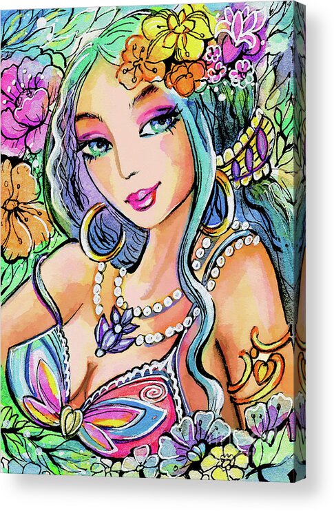 Beautiful Eastern Woman Acrylic Print featuring the painting The Flowery Stream by Eva Campbell