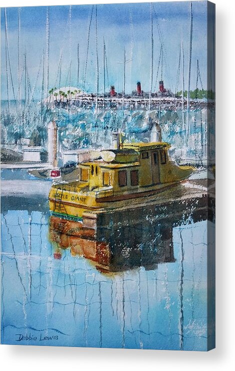 Boats Acrylic Print featuring the painting THE GENTLE GIANT At Rainbow Harbor by Debbie Lewis