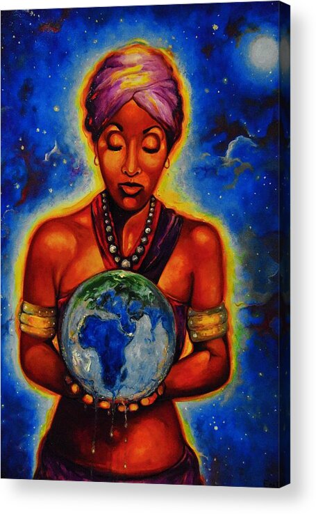 African American Art Acrylic Print featuring the painting The Law Of Attracion by Emery Franklin