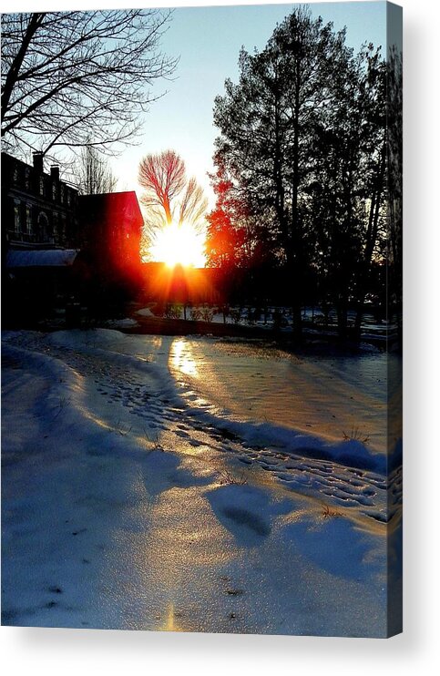 Snow Acrylic Print featuring the photograph The Lighted Path by Karen Wiles