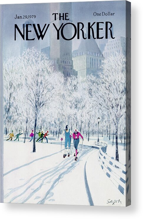 Sports Acrylic Print featuring the painting New Yorker January 29th, 1979 by Charles Saxon
