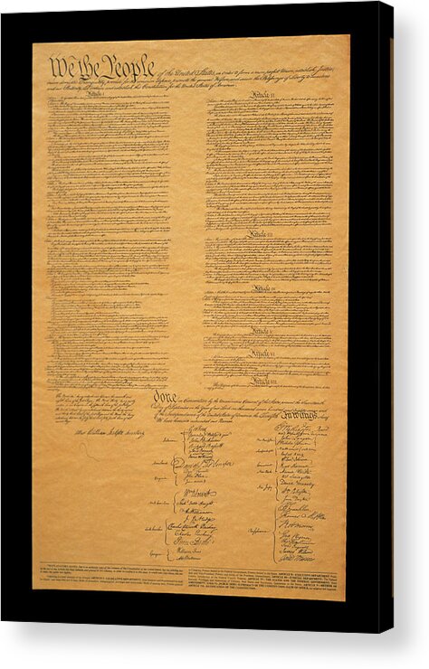 Photography Acrylic Print featuring the photograph The Original United States Constitution by Panoramic Images