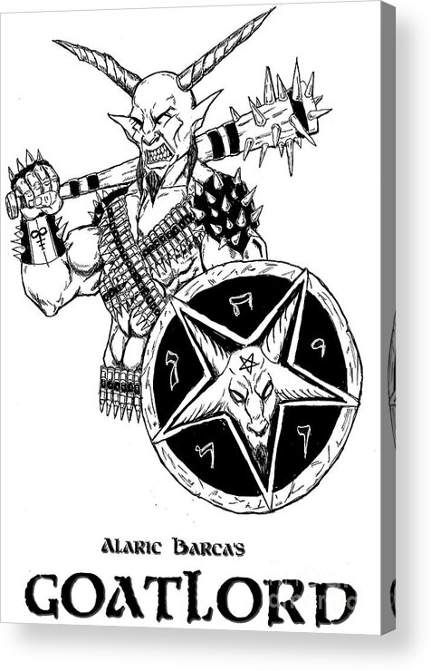 Baphomet Acrylic Print featuring the drawing The Sheild White Version by Alaric Barca