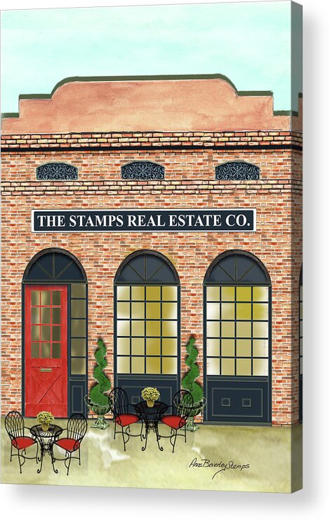 Building Acrylic Print featuring the painting The Stamps Real Estate Co. by Anne Beverley-Stamps