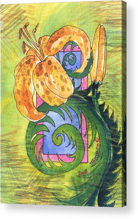 Tamara Kulish Acrylic Print featuring the painting Tiger Lilly by Tamara Kulish