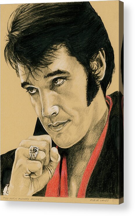 Elvis Acrylic Print featuring the drawing Too much monkey business by Rob De Vries