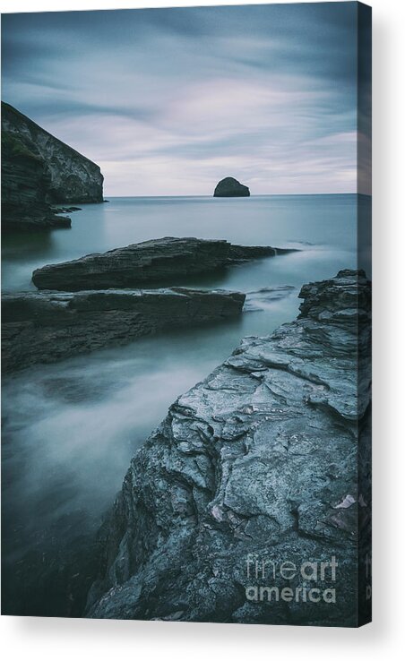 Seascape Acrylic Print featuring the photograph Trebarwith Strand II by David Lichtneker