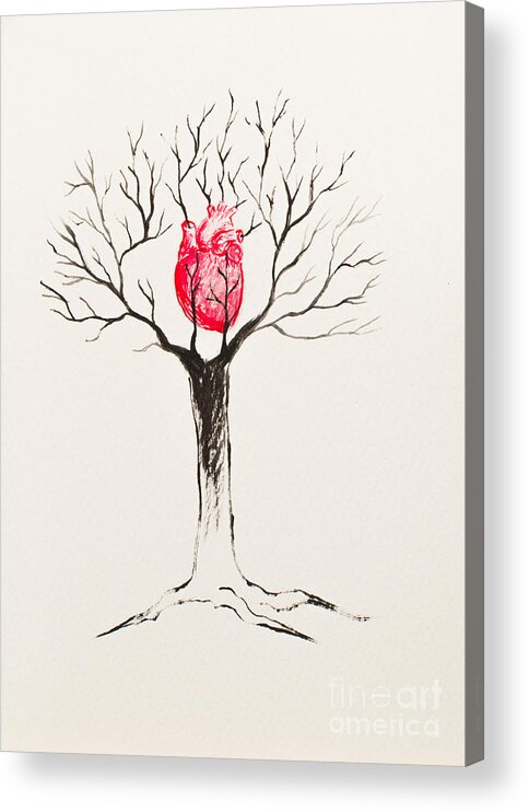 Tree Acrylic Print featuring the painting Tree of Hearts by Stefanie Forck