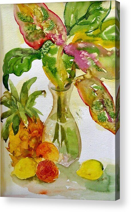 Still Life Acrylic Print featuring the painting Tropical Leaves by Mafalda Cento