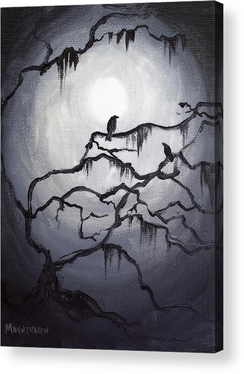 Crow Acrylic Print featuring the painting Two Crows and Spanish Moss by Melissa Herrin