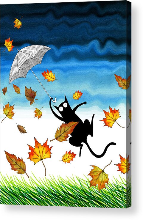 Cat Acrylic Print featuring the pastel Umbrella by Andrew Hitchen