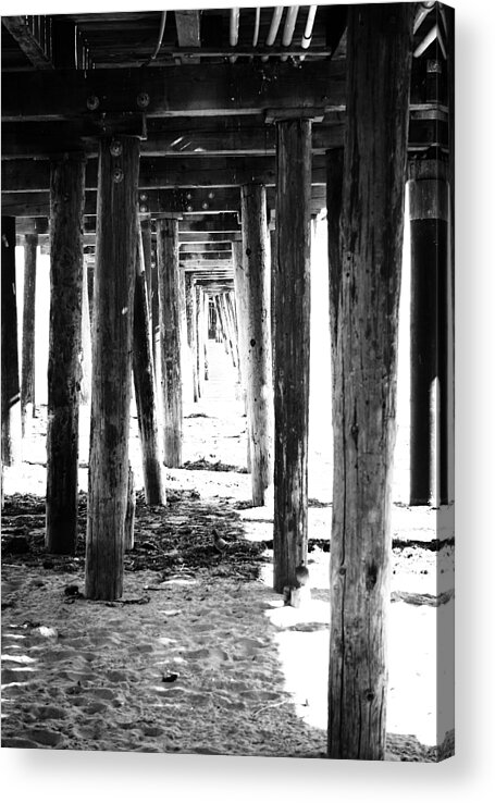 Pier Acrylic Print featuring the mixed media Under The Pier by Linda Woods