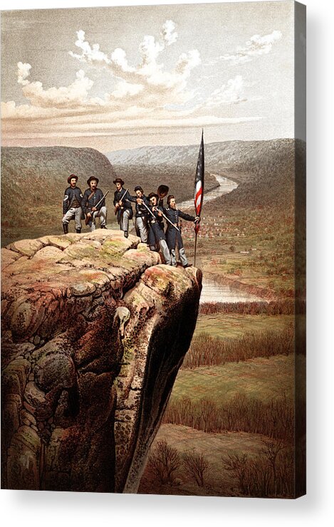 Civil War Acrylic Print featuring the painting Union Soldiers On Lookout Mountain by War Is Hell Store