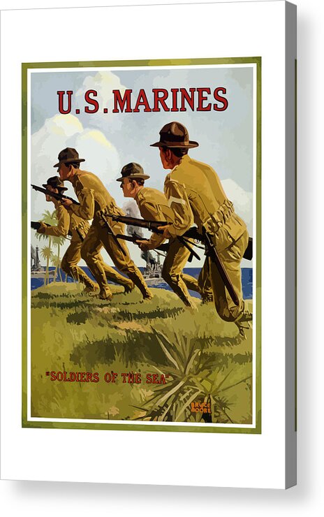 Marines Acrylic Print featuring the painting US Marines - Soldiers Of The Sea by War Is Hell Store