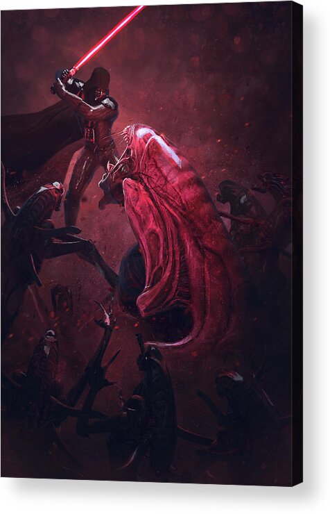 Star Wars Acrylic Print featuring the digital art Vader vs aliens 5 by Exar Kun