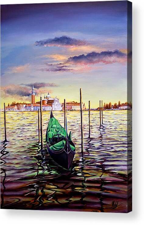 Venice Acrylic Print featuring the painting Venetian Lights 3 by Michelangelo Rossi